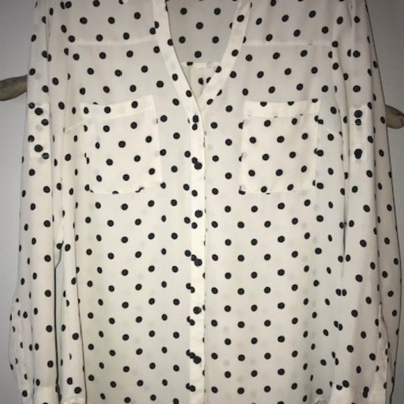 Express Sheer Polka-Dot Blouse - Picture 2 of 5